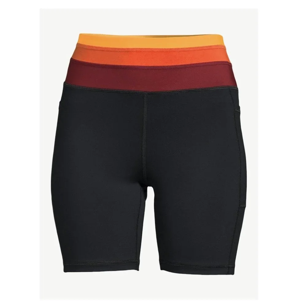 NWT Love & Sports Women's Bike Shorts with Striped Waistband
